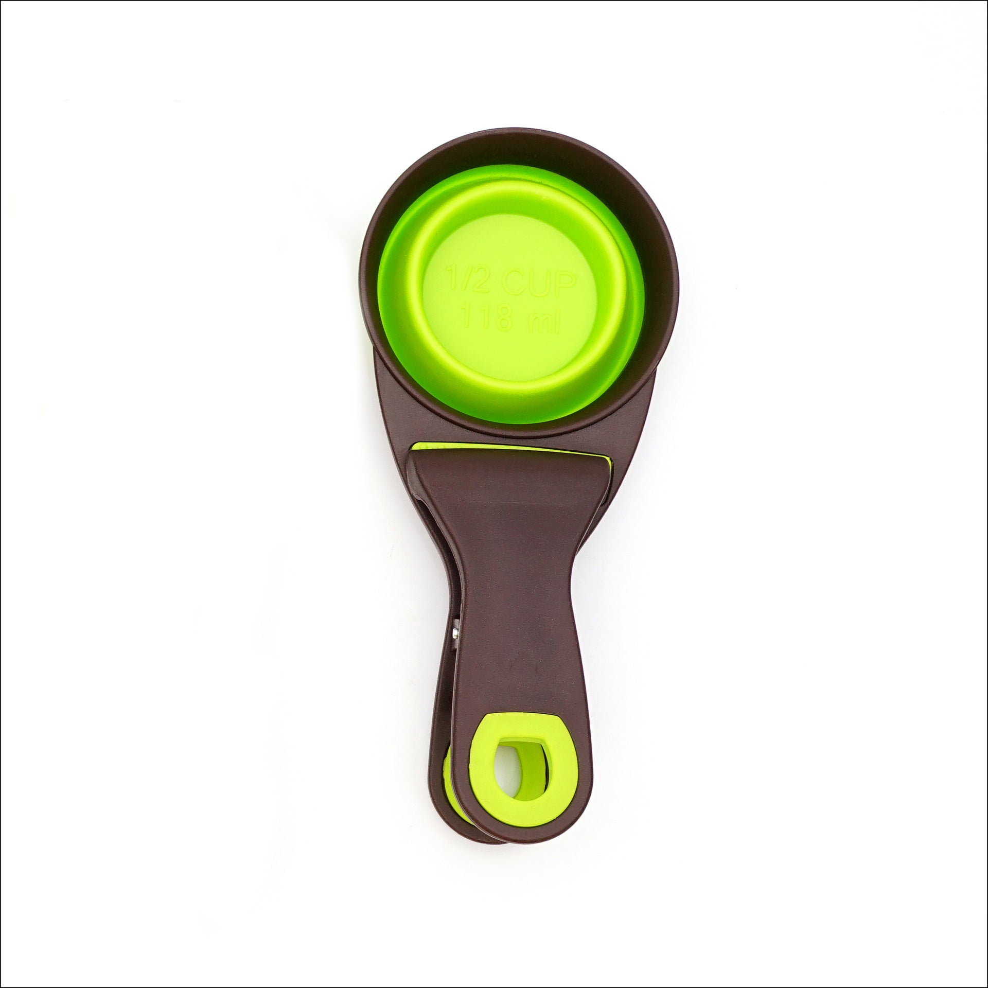 Foldable Silicone Pet Food Bowl with Scoop and Measuring Cup, Portable in Green or Pink