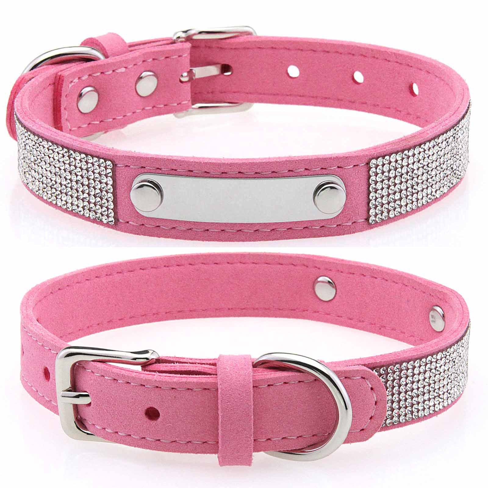 Rhinestone nylon collar for dogs and cats in Black, close-up detail