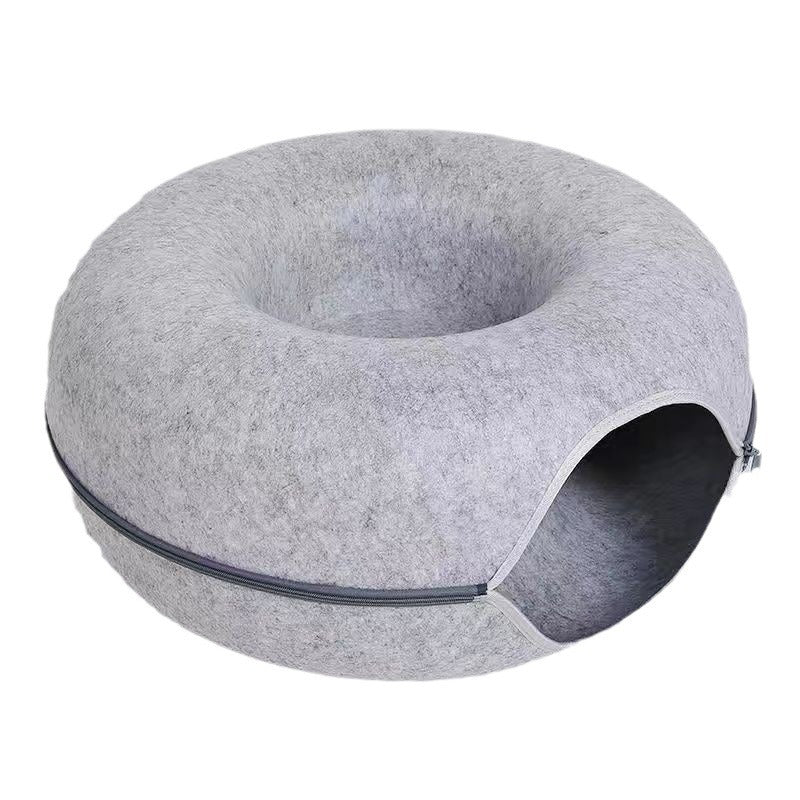 Foldable felt cat tunnel bed in grey, view 7