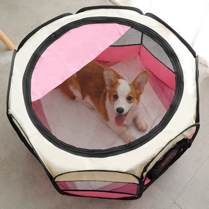 Foldable mesh pet playpen tent, photo from another angle