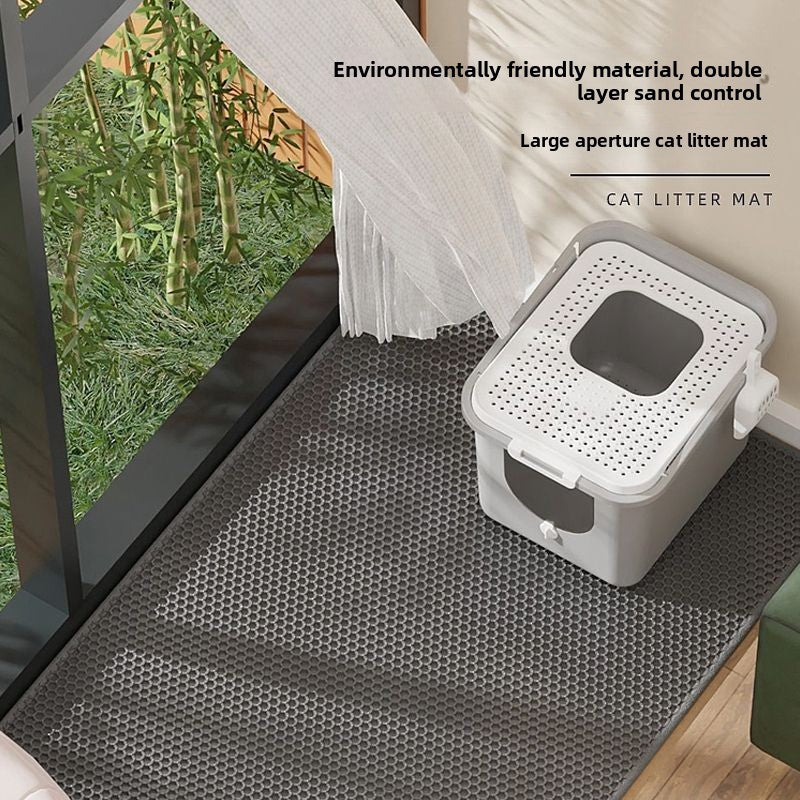 Washable Double Layer Cat Litter Mat, Anti-Splash and Anti-Tracking