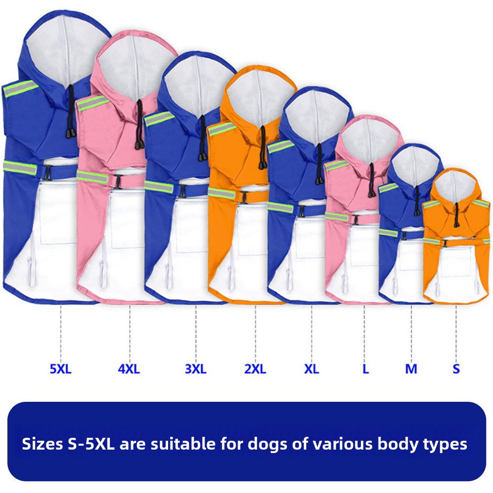 Waterproof hooded dog rain jacket with reflective trim, available in 4 colours, image 3