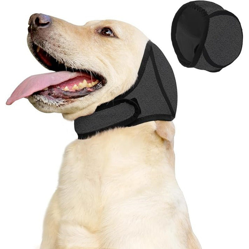 Dog ear muffs for noise reduction in Pink, close-up detail