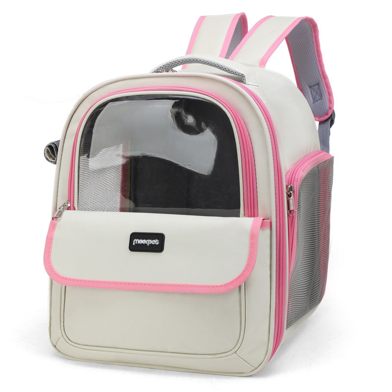 Grey Oxford cloth pet carrier backpack for small dogs, photo 8