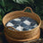 Hand woven rattan and cattail round cat nest, view 6