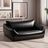 Black faux leather pet bed that resists chewing and spills