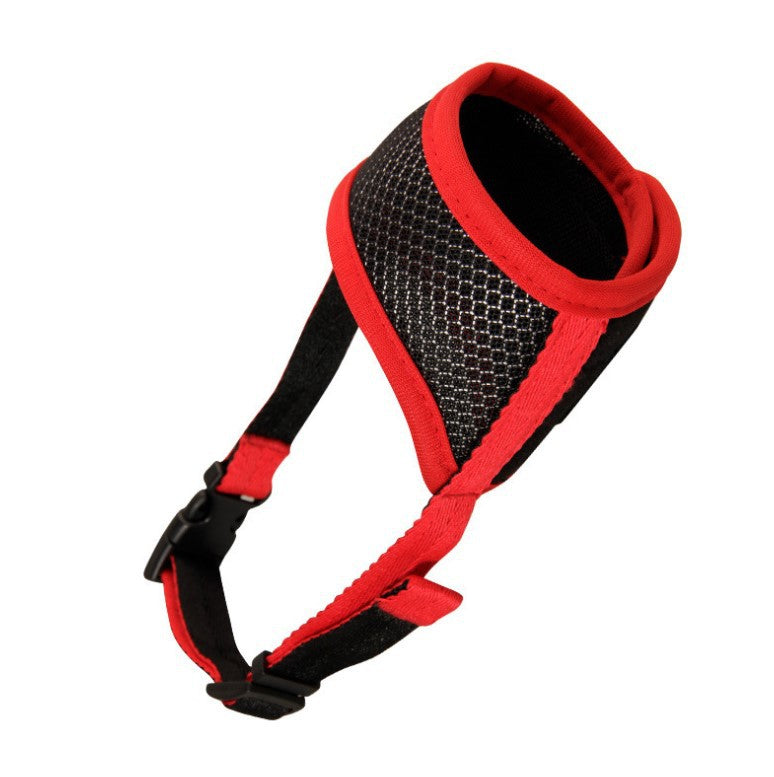 Breathable mesh dog muzzle in orange with padded lining
