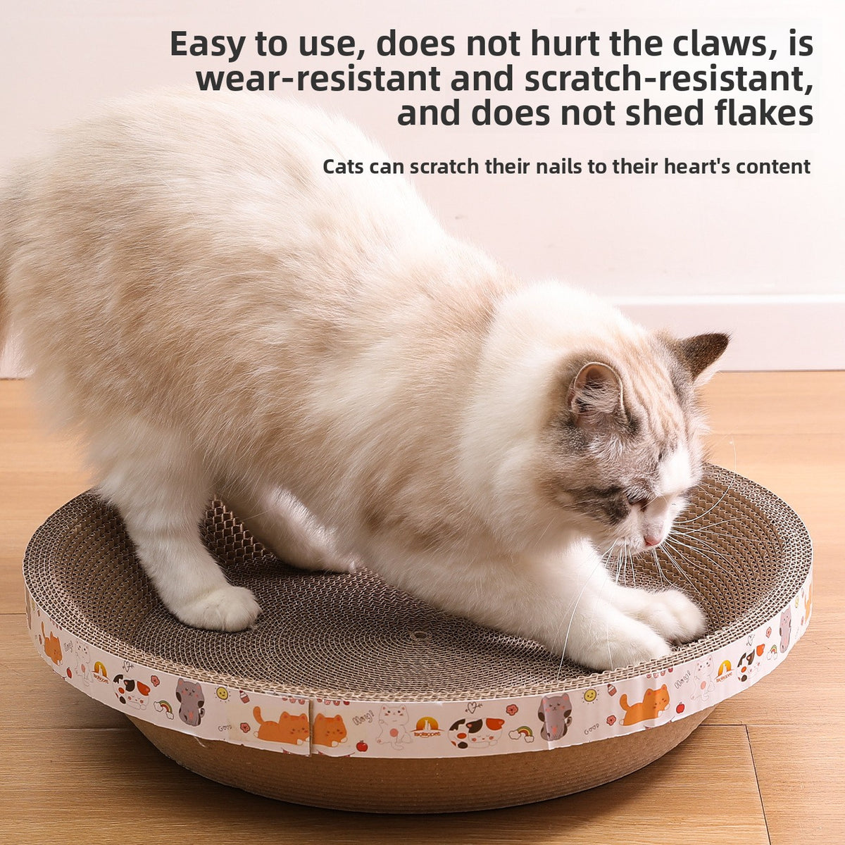 Round corrugated cardboard cat bed and scratcher bowl, small 30cm, view 2 of 9