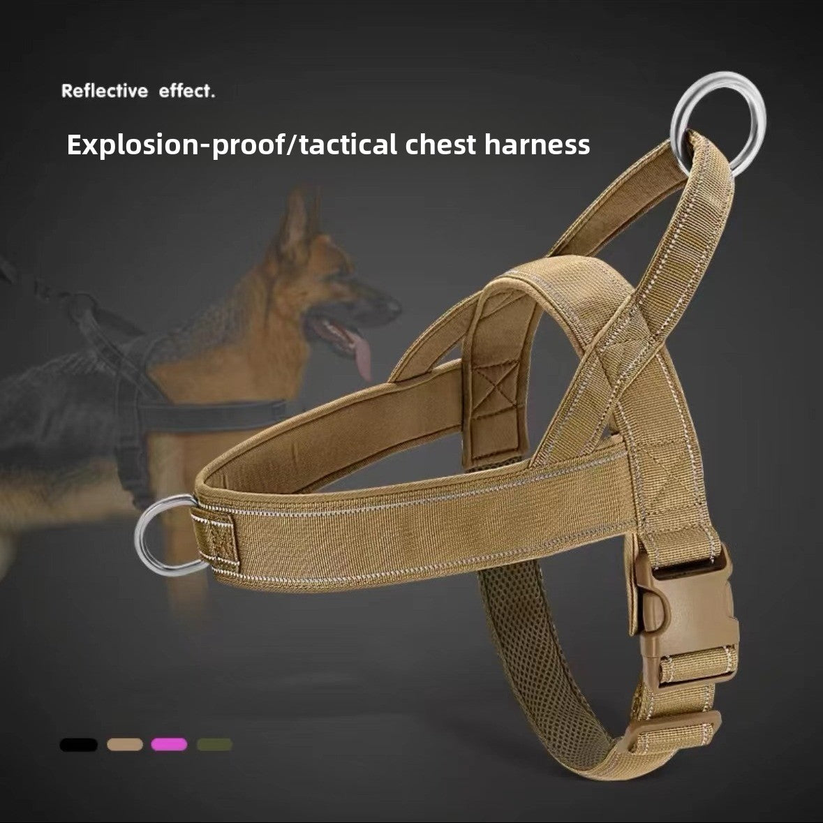 Tactical chest harness with lead for dogs in 4 colour options