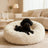 Plush round pet nest bed in Cream White, size 20cm Diameter