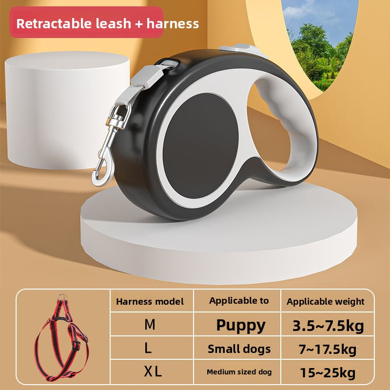 Two-tone retractable dog lead with chest harness, product image 16