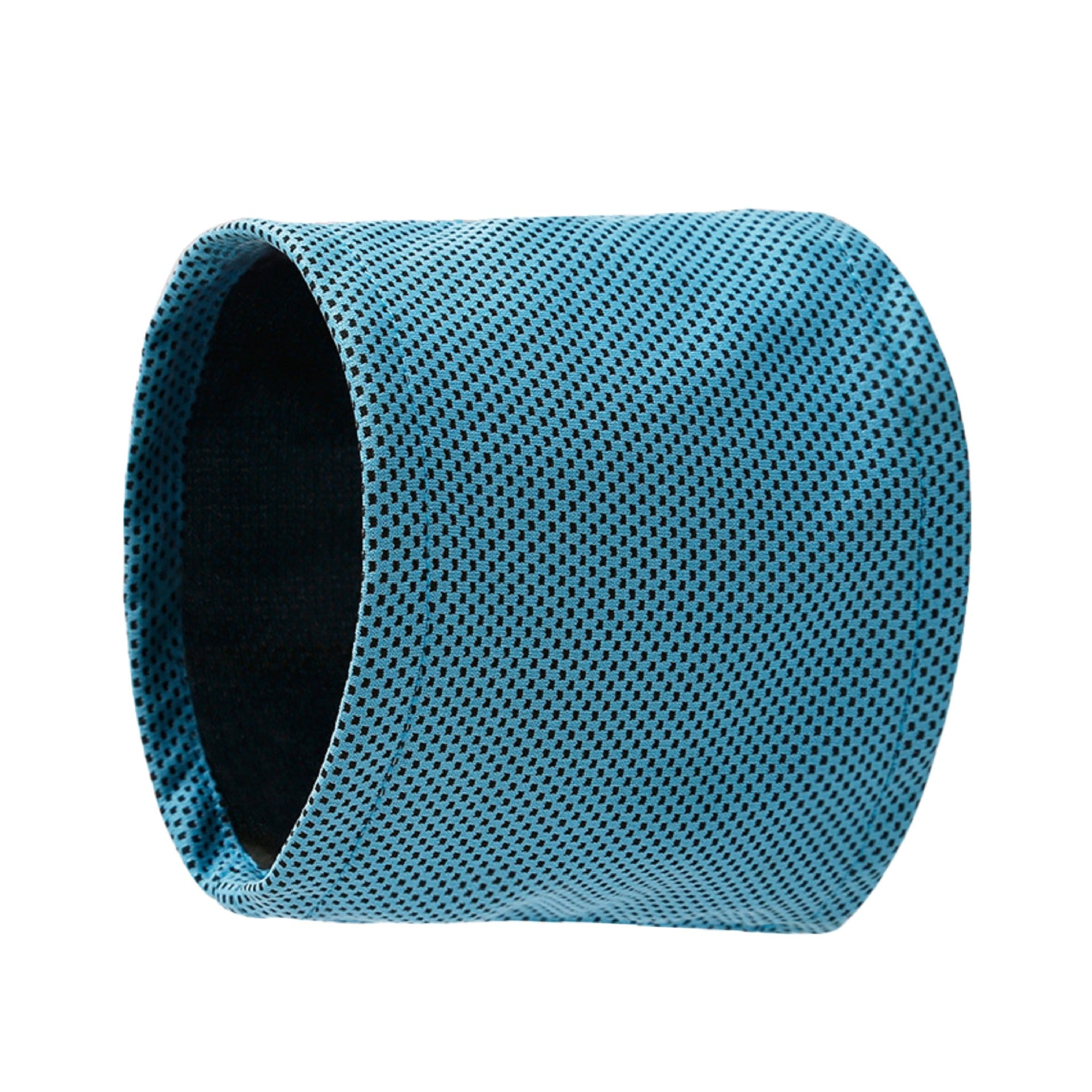 Adjustable cooling scarf for dogs in Blue, in use with a pet
