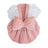 Pink corduroy pumpkin skirt pet dress with bow in Pink Corduroy, in a home setting