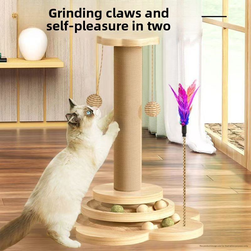 Cartoon cat climbing rack with sisal scratching post, main product photo