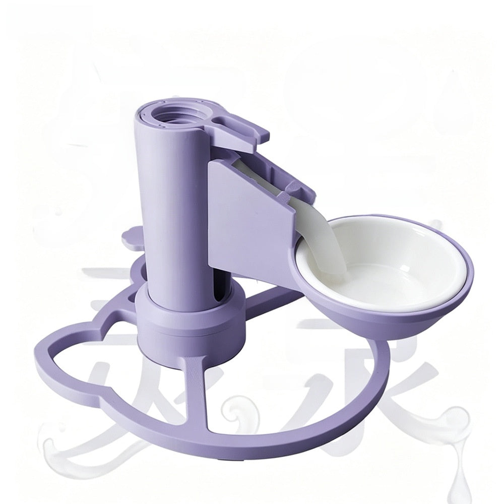 Gravity pet water dispenser bowl with anti-tip base in Raised Ceramic Bowl, Purple