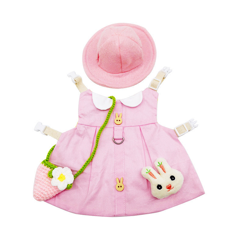Pink princess costume set for rabbits and guinea pigs, available in 2 styles, image 6