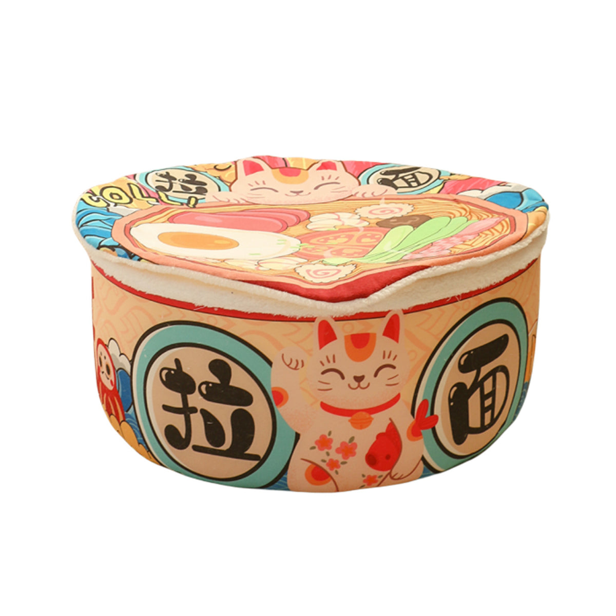 Instant noodle cup shaped cat bed with fleece lining, product image 3