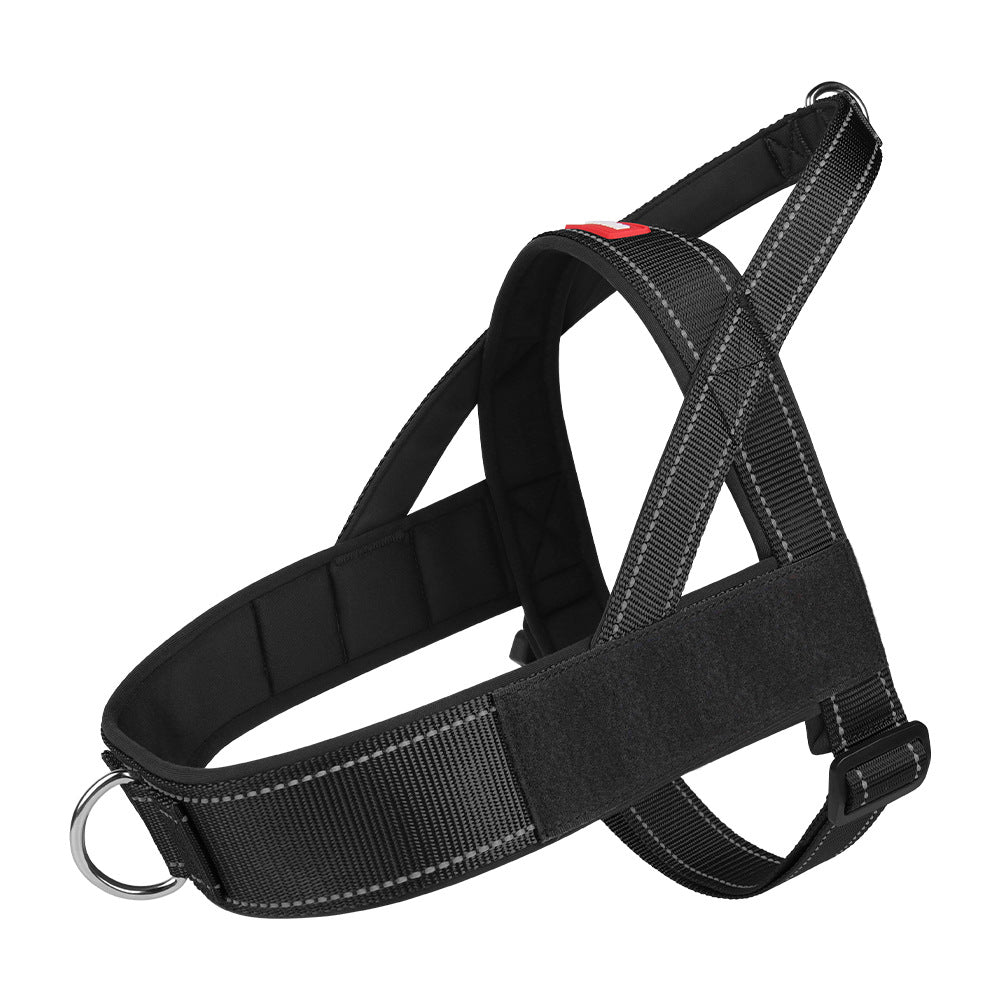 Saddle dog harnesses in two tone and tactical styles