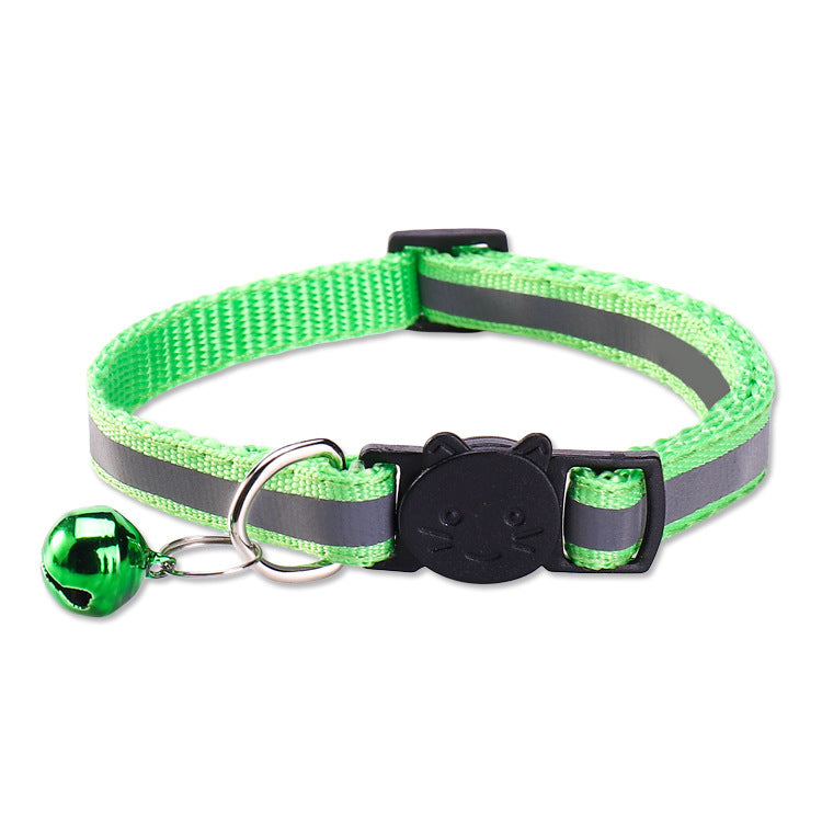 Reflective breakaway cat collar with bell in lake blue, view 11
