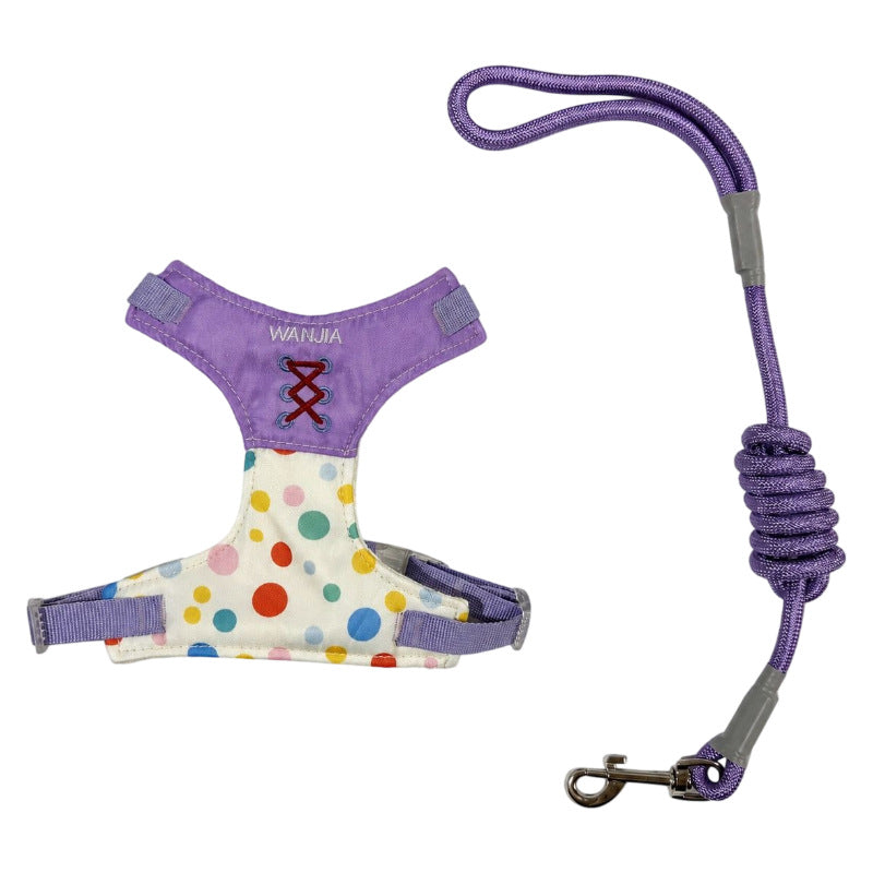 Breathable mesh small dog harness and lead set in 5 colour options