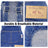 Washed denim dog jumpsuit with suspenders in Blue, showing size and shape