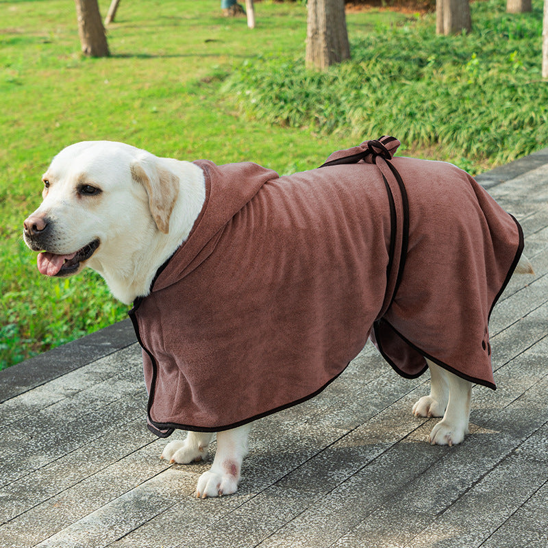 Microfibre pet bathrobe towel for dogs and cats in Emerald Green, side view