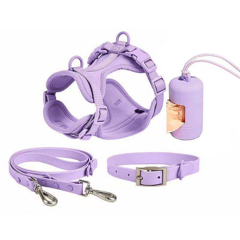 Waterproof PVC harness, lead and collar set, available from Pet Royale UK