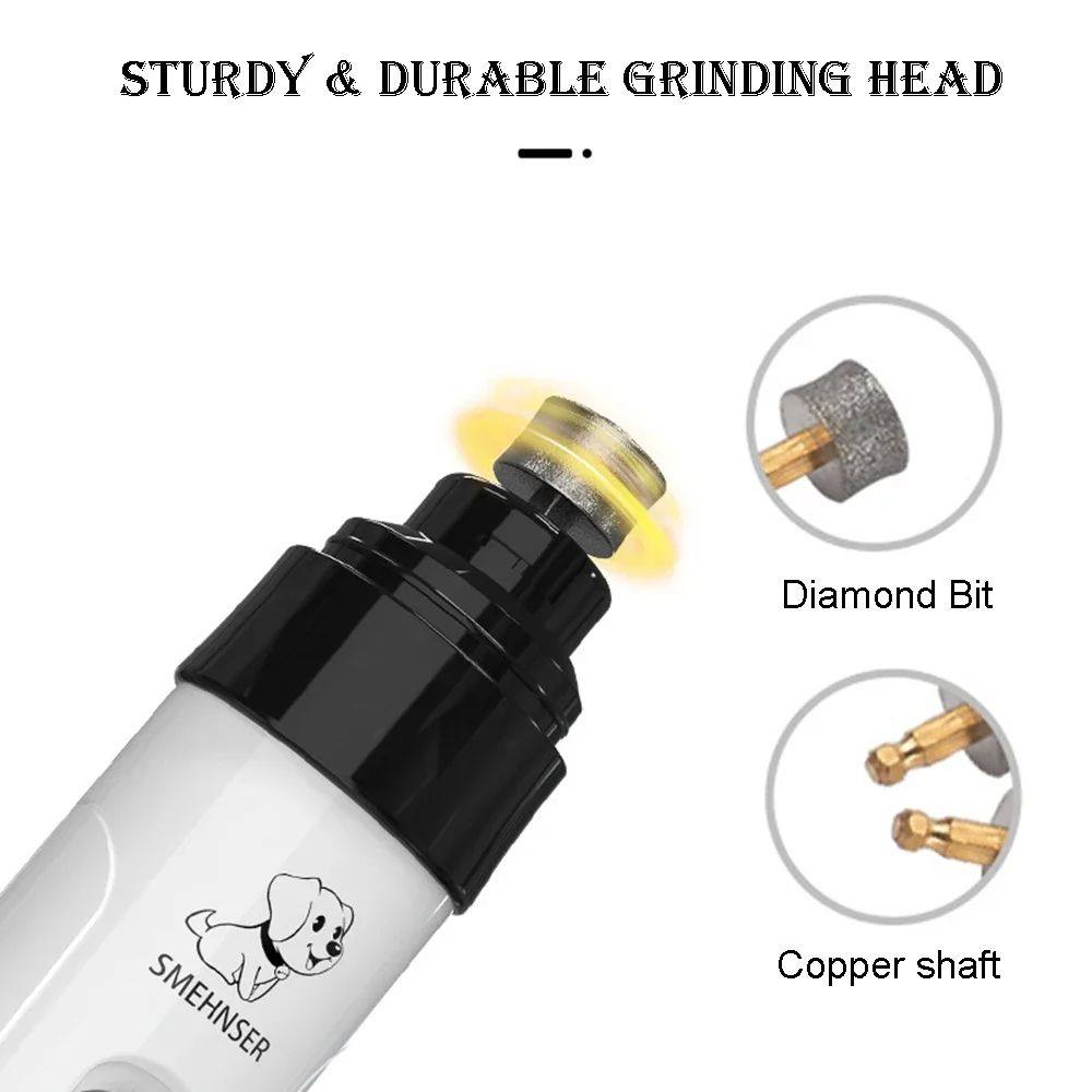 Electric Dog Nail Grinder with Spare Heads, Quiet Claw Polisher