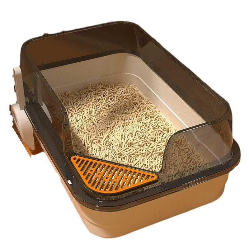 Semi-Enclosed Cat Litter Box for Large Cats, Anti-Splash Design