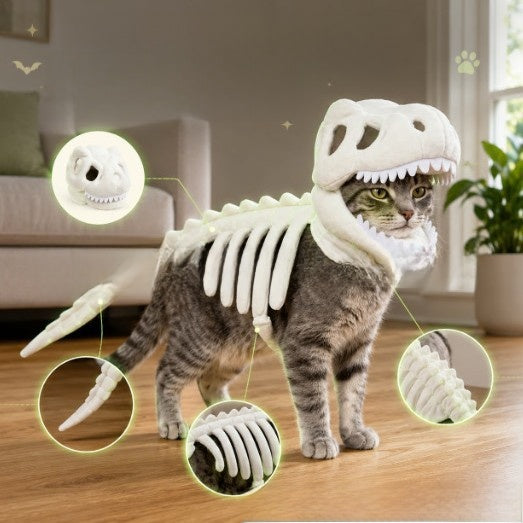 Dinosaur skeleton pet costume with glow option for dogs and cats, image 6