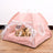 Pink enclosed cat tent bed with soft lining, view 4
