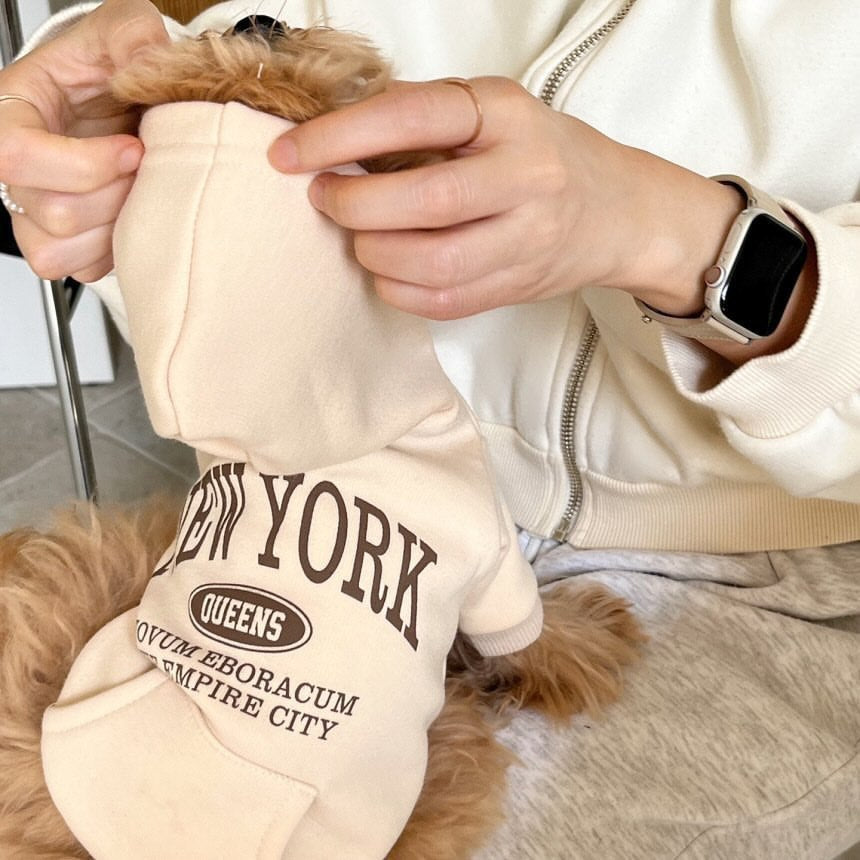 Fleece lined sweatshirt for small dogs and cats in Light Grey, showing size and shape