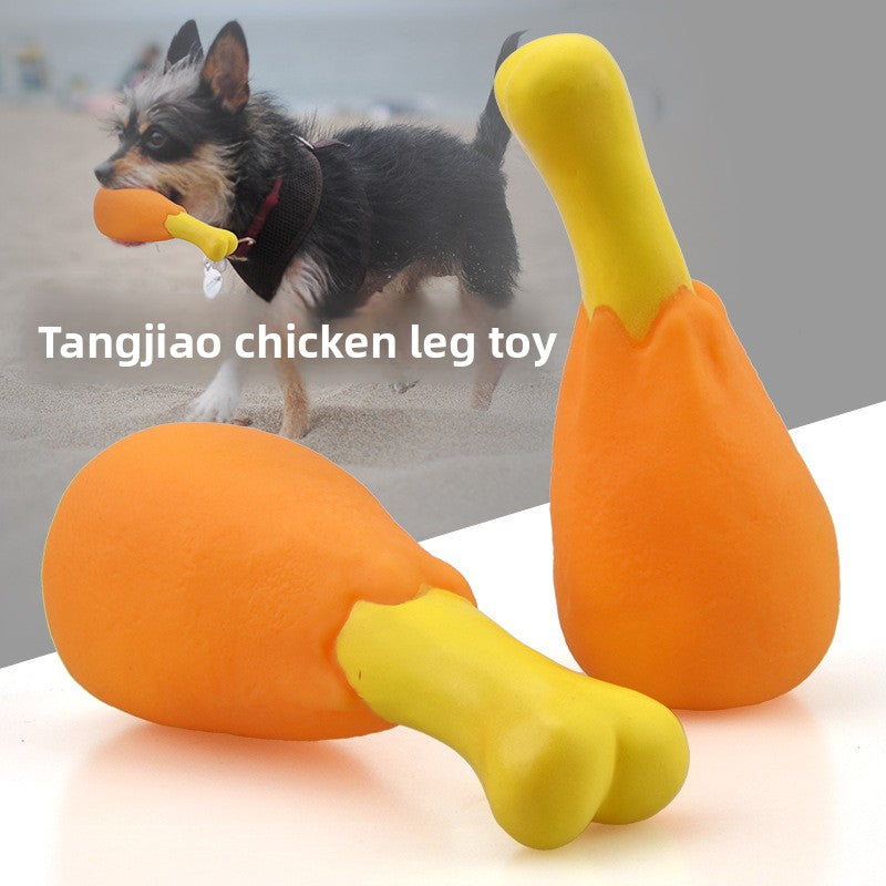 Vinyl chicken leg squeaky chew toy for dogs - photo 1
