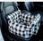 Portable car pet bed for small dogs in Black and White Plaid
