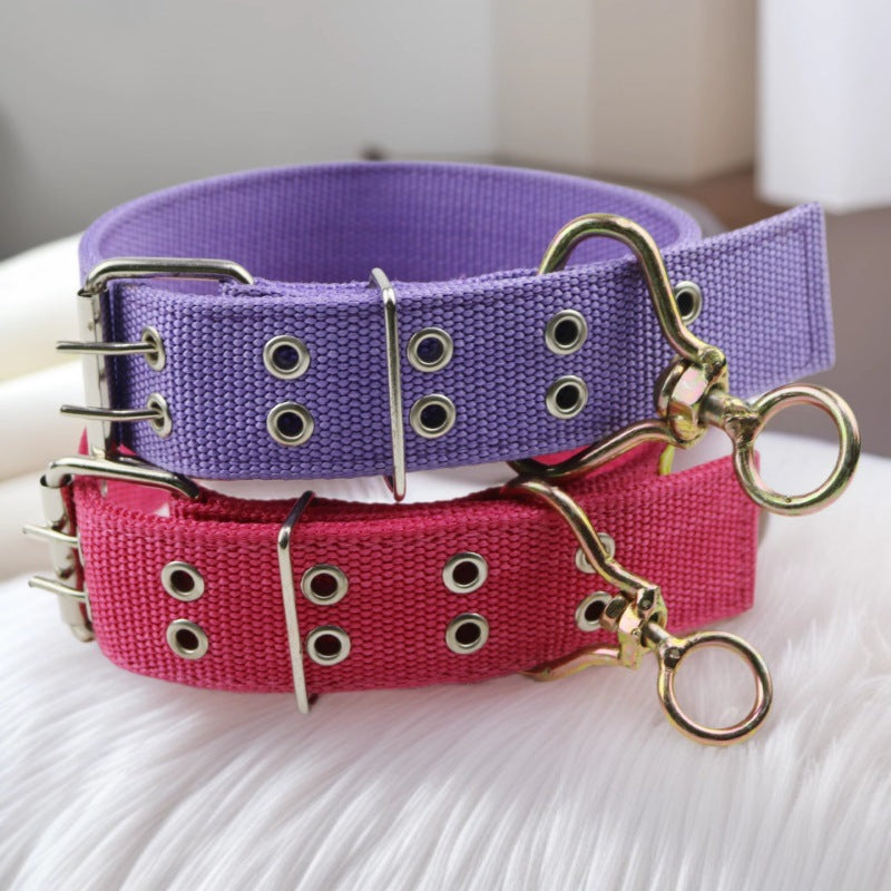 Wide canvas dog collar with rotating ring in 2 colour options