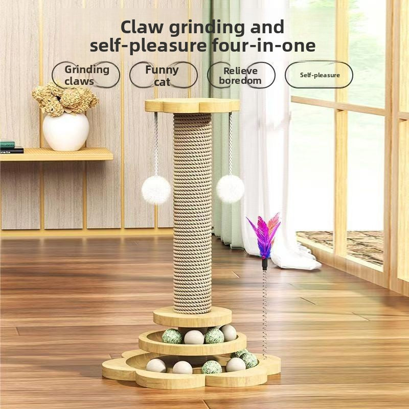 Cartoon cat climbing rack with sisal scratching post, detail photo 3