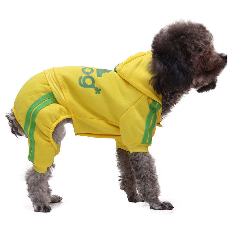 Fleece four-leg dog jumpsuit with button front in Pink, close-up detail