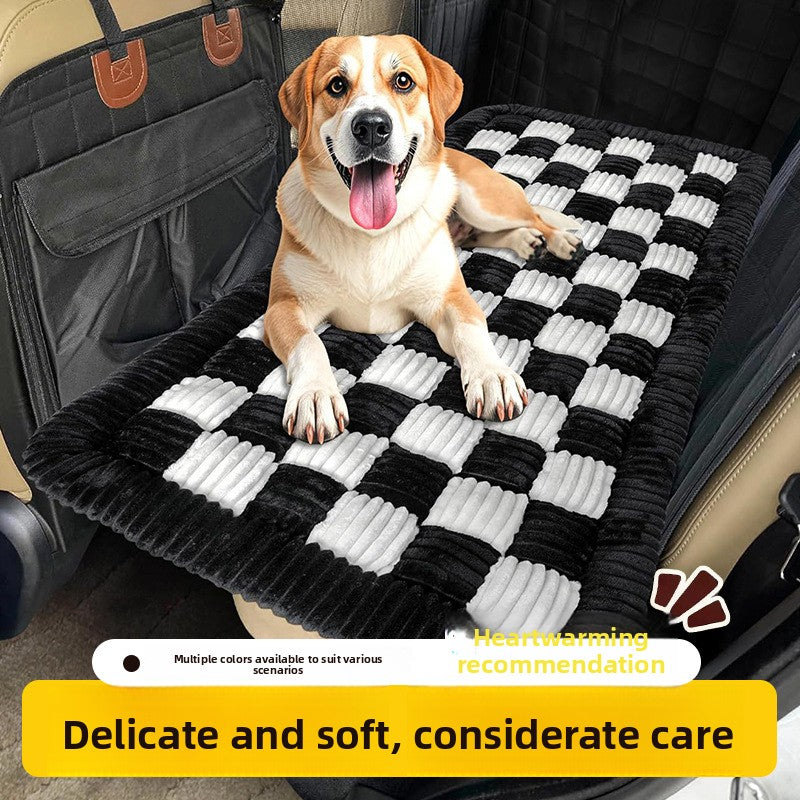 Plush checkerboard dog mat floor rug, photo 1 of 10