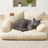 Waxed faux leather pet sofa bed with backrest for small dogs, photo 1 of 17