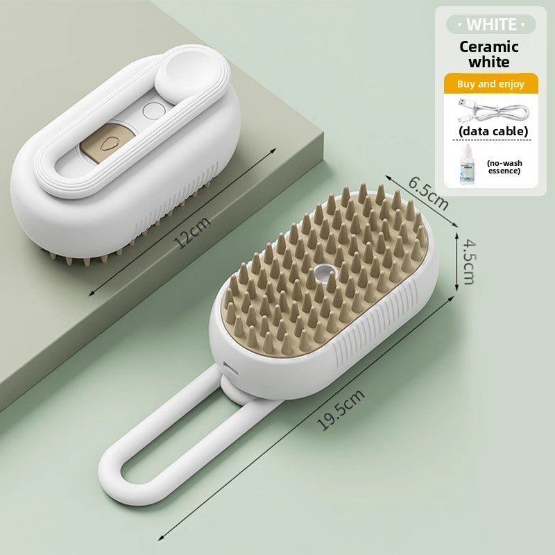 USB Rechargeable Spray Grooming Comb with Silicone Massage Bristles