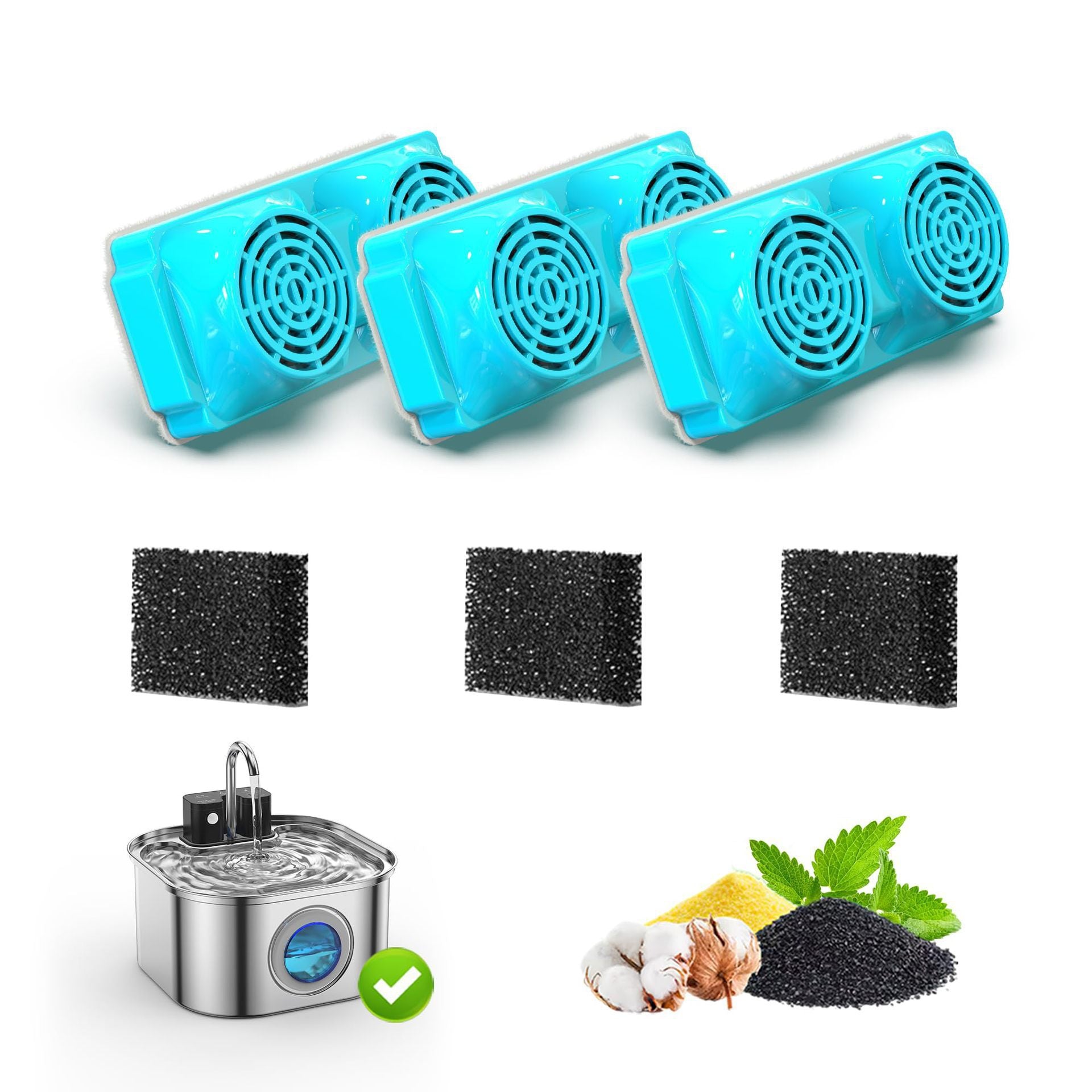 Replacement carbon filter cartridges for a pet water fountain