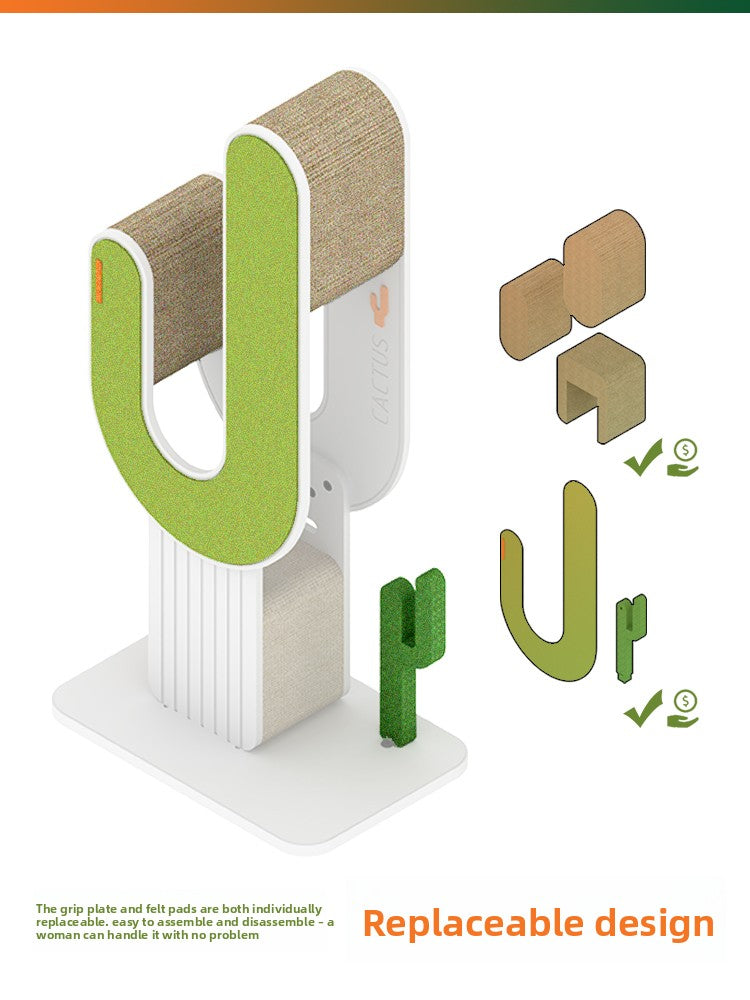 Cactus cat tree replacement set in corrugated paper, close-up detail view