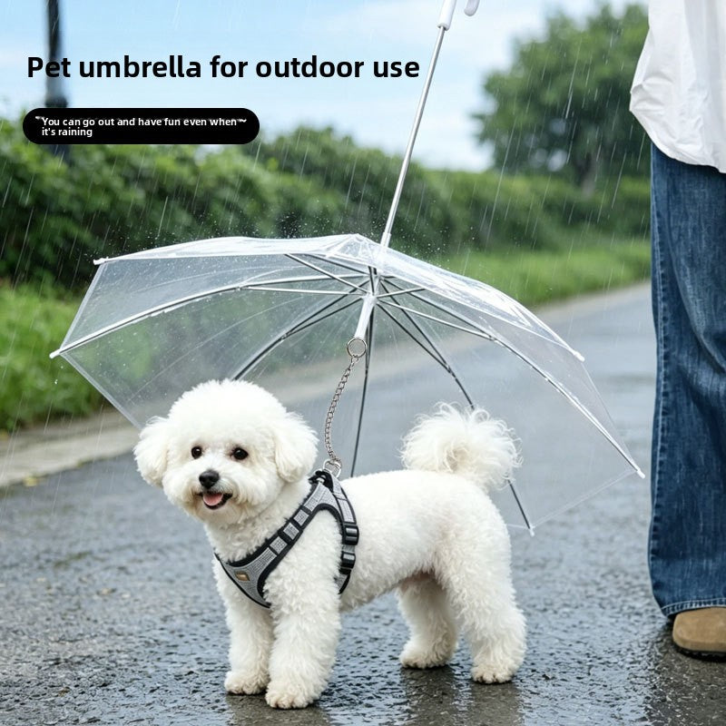 Nylon dog umbrella with lead handle for small dogs, product image 1