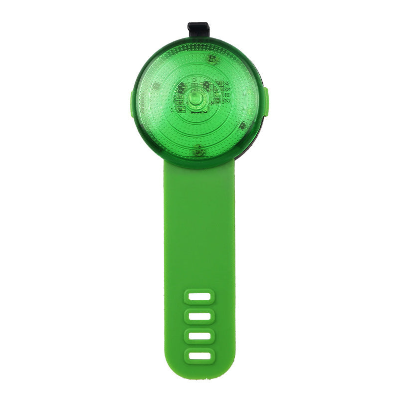 Rechargeable clip-on LED dog collar light in Green Transparent
