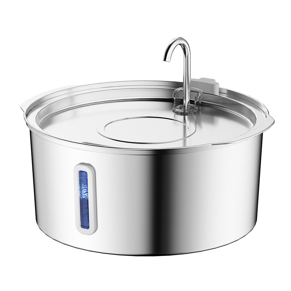 7L Stainless Steel Pet Water Fountain with Quiet Pump and Multiple Spout Styles