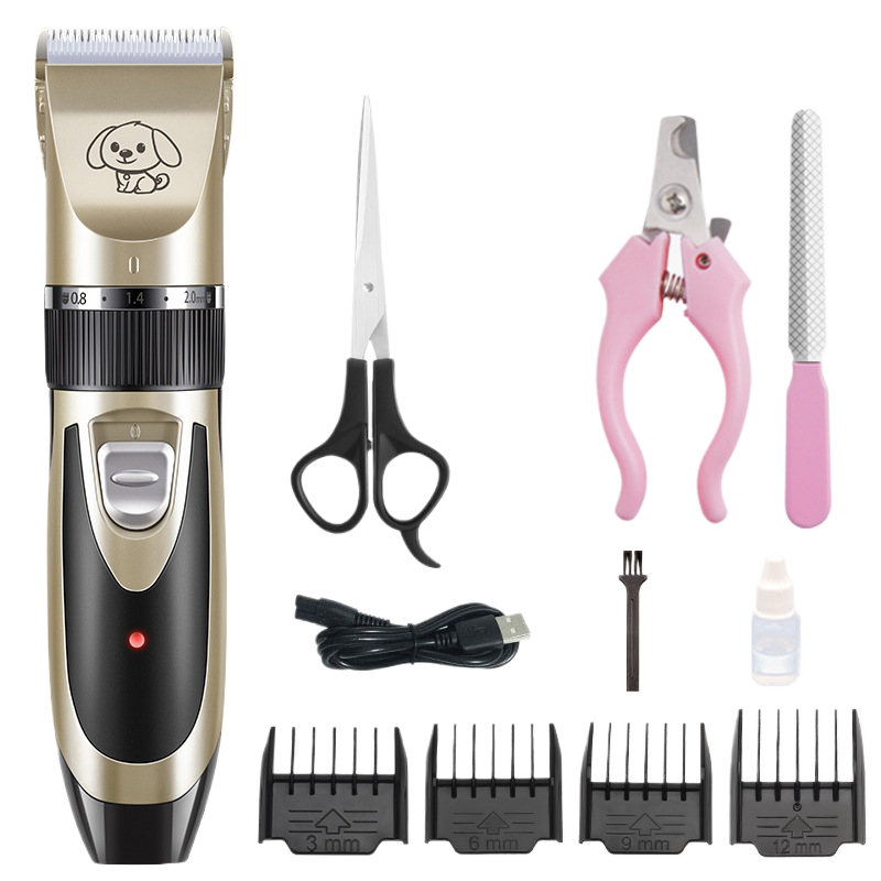 Cordless Pet Hair Clipper Set with Scissors and Comb Attachments