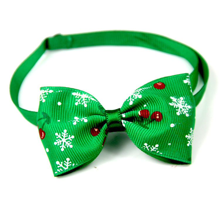 Christmas ribbon bow tie collar for dogs and cats in Style 4, top view