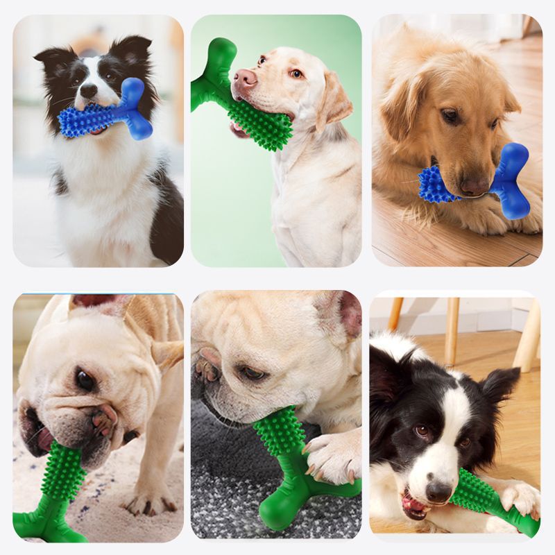 Squeaky textured dog chew stick toy in small and large sizes, view 2