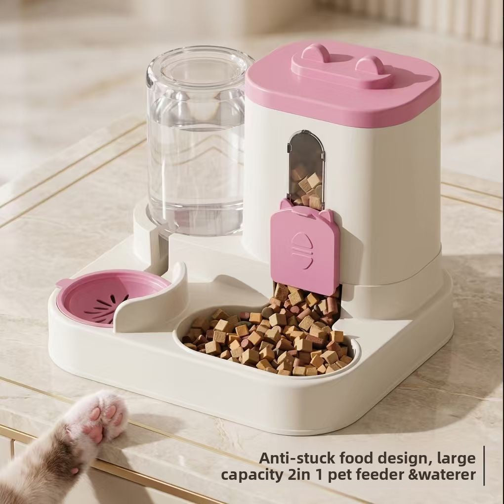 Large Capacity Pet Feeder and Water Dispenser with Anti-Blockage and Detachable Design