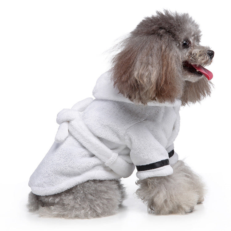 Soft flannel dog bathrobe and pyjamas in Grey, side view